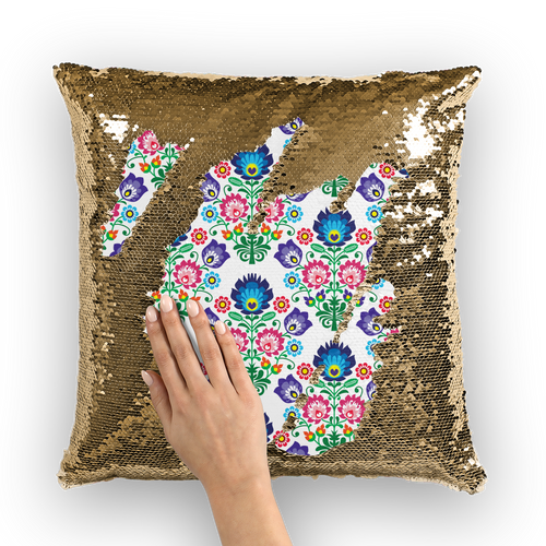 Feminine Floral ﻿Sequin Cushion Cover