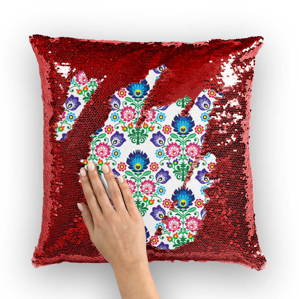 Feminine Floral Sequin Cushion Cover My Polish Heritage