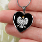 Polish Eagle with Black Heart Pendant Necklace - My Polish Heritage