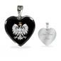 Polish Eagle with Black Heart Pendant Necklace - My Polish Heritage