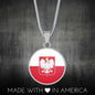 Polish Flag With Circle Pendant Necklace - My Polish Heritage