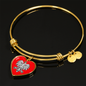 Gold Polish Eagle with Red Heart Charm Bangle - My Polish Heritage