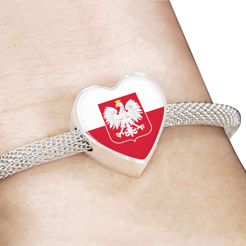 Polish Flag With Heart Charm Bracelet - My Polish Heritage