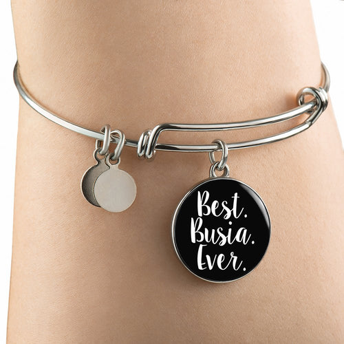 Best Busia Ever With Black Circle Charm Bangle - My Polish Heritage