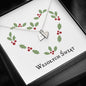 Wesołych Świąt Christmas Wreath Hand Stamped Heart Necklace Gift
