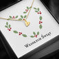 Wesołych Świąt Christmas Wreath Hand Stamped Heart Necklace Gift