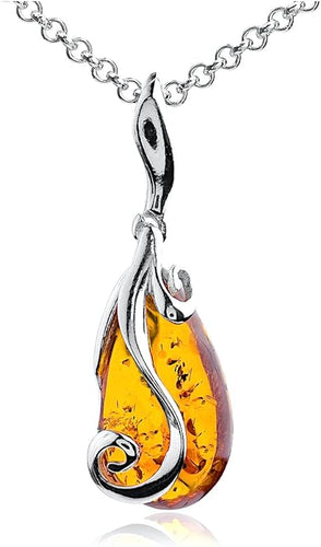 Amber Drop Swirl Necklace