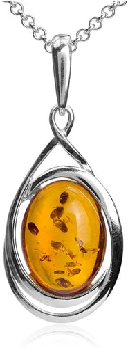 Oval Pendant Amber Necklace