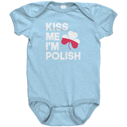 Kiss me I'm polish baby bodysuit-multiple colors