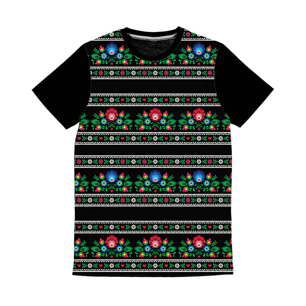 Black Floral Sweater 1 ﻿Classic Sublimation Panel T-Shirt