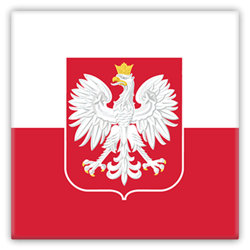 Polish Flag Square Metal Fridge Magnet - My Polish Heritage