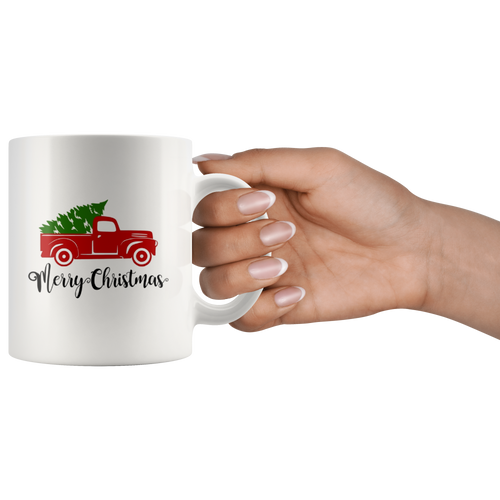 Merry Christmas Red Truck Coffee Mug Gift