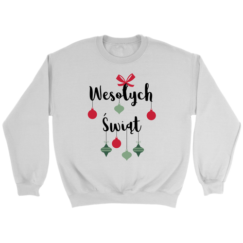 Wesołych Świąt with Ornament Design Crewneck Sweatshirt. Light Colors