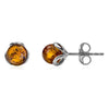 Amber Sterling Silver Small Stud Earrings