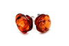 Amber Rose Stud Earrings with Genuine Natural Baltic Amber