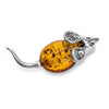 Small Happy Mouse Amber Brooch Pin