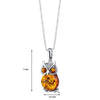 Baltic Amber Owl Pendant Necklace Sterling Silver Cognac Color