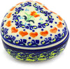 Polish Pottery Heart Shaped Trinket Jewelry Box