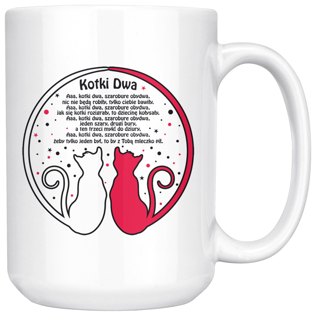 Kotki Dwa White 15oz Mug - My Polish Heritage