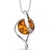 Baltic Amber Open Spiral Pendant Necklace Sterling Silver Cognac Color