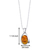 Baltic Amber Pendant Necklace Sterling Silver Cognac Color Oval Shape