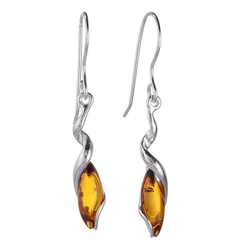 Sterling Silver and Baltic Honey Amber Earring