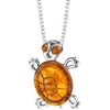 Baltic Amber Turtle Pendant Necklace Sterling Silver Cognac Color