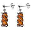 Amber Sterling Silver Small Twist Stud Earrings