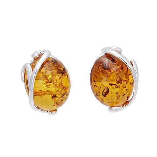 Sterling Silver and Baltic Honey Amber Stud Earrings