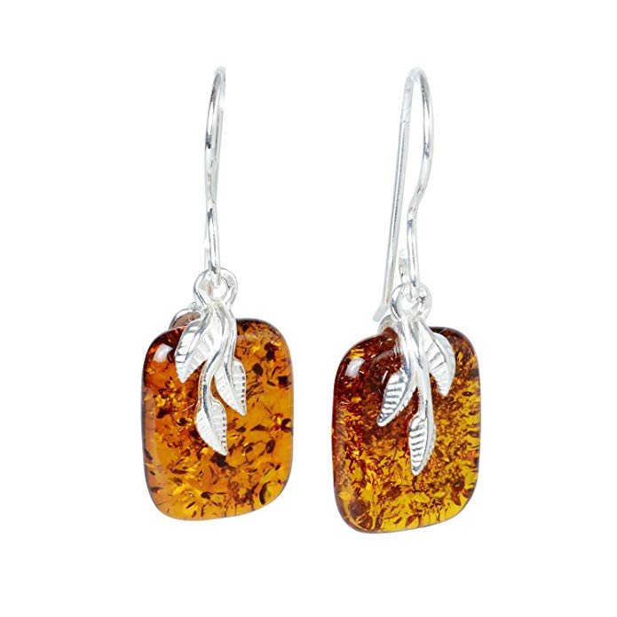 Baltic Honey Amber Earrings. Sterling Silver