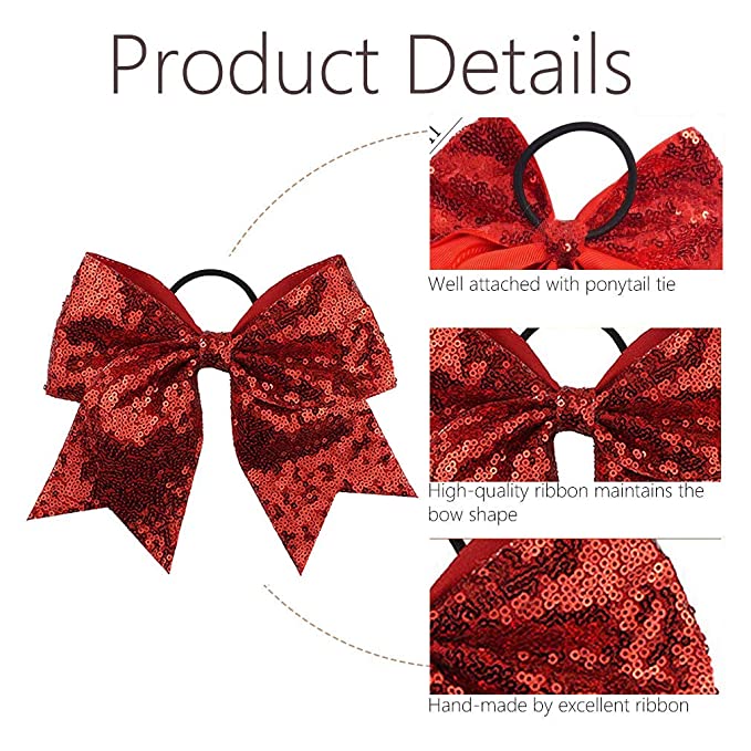 Large Red Sequin Hairbow. 7