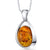 Baltic Amber Pendant Necklace Sterling Silver Cognac Color Oval Shape