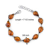 Baltic Amber Bracelet Sterling Silver Cognac Color Tear Drop Shape