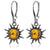 Amber Sterling Silver Flaming Sun Leverback Earrings