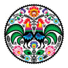 Polish Floral With Roosters Sticker