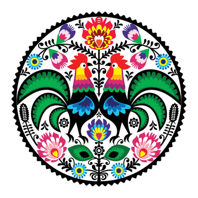 Polish Floral With Roosters Sticker