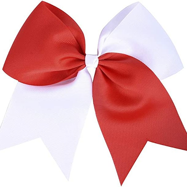 Large White and Red HairBow with Pony-O
