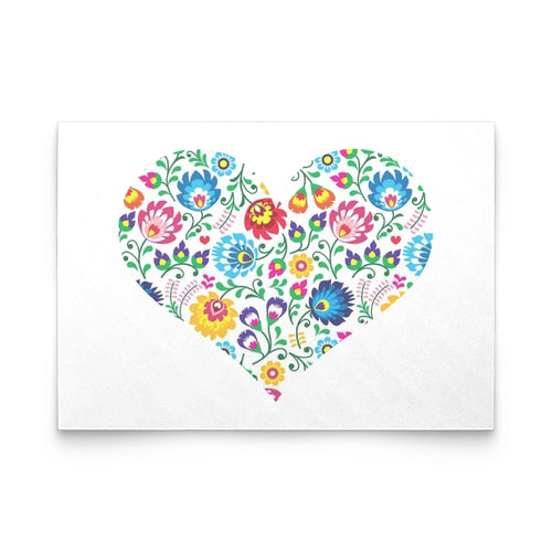 Polish Folk Art Design Heart Flat Greeting Card