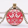 *READY TO SHIP* Polish Folk Design Glass Cabochon Pendant Necklace #4 Multiple Colors Available