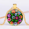 *READY TO SHIP* Polish Folk Design Glass Cabochon Pendant Necklace #7 Multiple Color Options