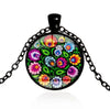 *READY TO SHIP* Polish Folk Design Glass Cabochon Pendant Necklace #7 Multiple Color Options