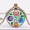 *READY TO SHIP* Polish Folk Design Glass Cabochon Pendant Necklace #8