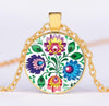 *READY TO SHIP* Polish Folk Design Glass Cabochon Pendant Necklace #8