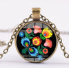 *READY TO SHIP* Polish Folk Design Glass Cabochon Pendant Necklace #12