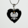 Polish Eagle with Black Heart Pendant Necklace - My Polish Heritage