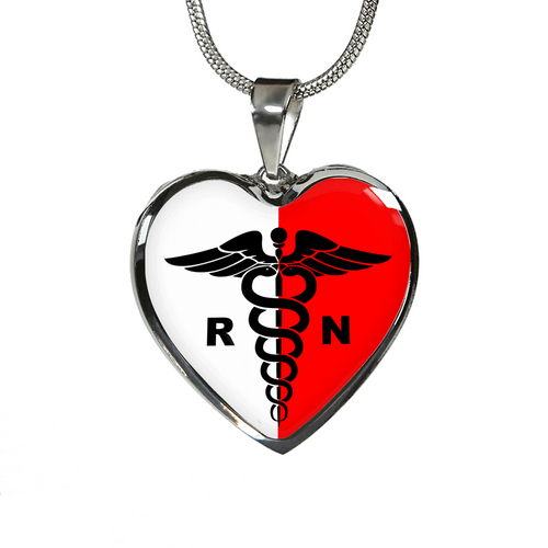 Polish Registered Nurse with Heart Pendant Necklace