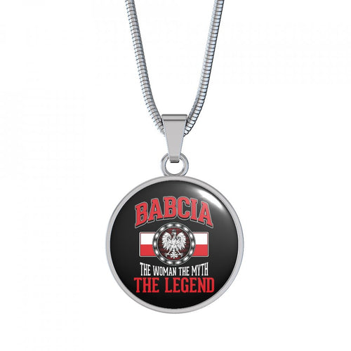 Babcia The Legend With Black Circle Pendant Necklace - My Polish Heritage