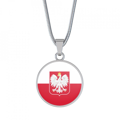 Polish Flag With Circle Pendant Necklace - My Polish Heritage