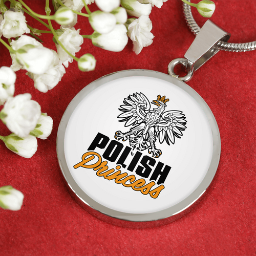 Polish Princess With White Circle Pendant Necklace