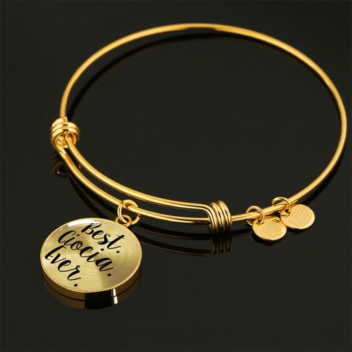 Gold Best Ciocia Ever with Circle Charm Bangle - My Polish Heritage